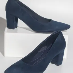Inc 5 Navy Blue Party Block Pumps-18