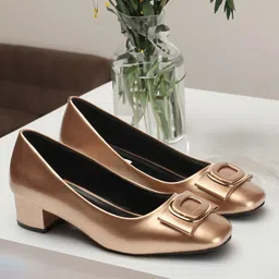 ELLE Square Toe Party Block Pumps With Bows-6