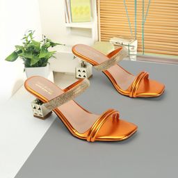 madam glorious Embellished Double Strap Block Heels-16