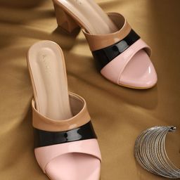 ICONICS Pink Colourblocked Block Pumps-14