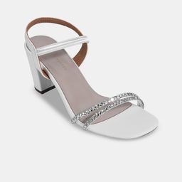 LEMON & PEPPER Embellished Open Toe Backstrap Block Heels-7