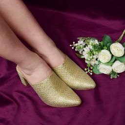 Bella Rosa Embellished Pointed Toe Block Heeled Mules-53