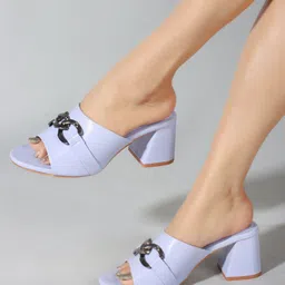 ELLE Embellished Open Toe Block Heeled Mules image 3