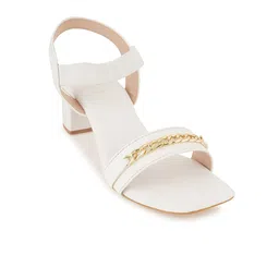 ZENVO Open Toe Embellished Block Heels image 2
