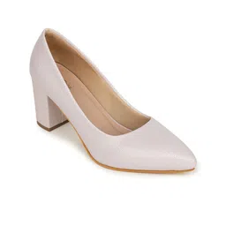 Shezone Textured Pointed Toe Block Heel Pumps image 4
