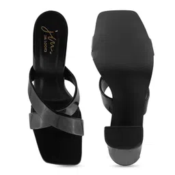 JM Looks Cross Strap Open Toe Block Heels image 2