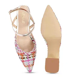 Saint G Textured Pointed Toe Leather Block Heels image 5