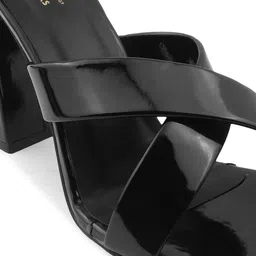 JM Looks Cross Strap Open Toe Block Heels image 5