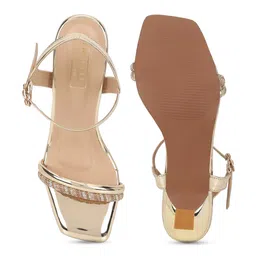 Truffle Collection Embellished Open Toe Backstrap Block Heels image 4