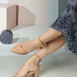 ICONICS Pointed Toe Block Pumps With Ankle Loop image 4
