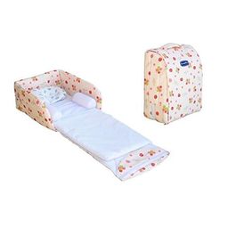 The Tickle Toe 2-in-1 Portable Baby Bed Cot & Diaper Bag | Travel Bassinet with Sling | Multifunctional Foldable Design | Red Cherry Print image 1