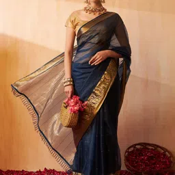 KALINI Ethnic Woven Design Zari Organza Banarasi Saree-49