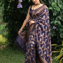 KALINI Woven Design Zari Silk Blend Banarasi Saree-image-78