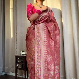 KALINI Woven Design Zari Silk Blend Banarasi Saree-picture-12