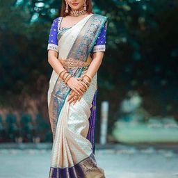 BerMondsey Polka Dots Woven Design Zari Banarasi Saree-image-35