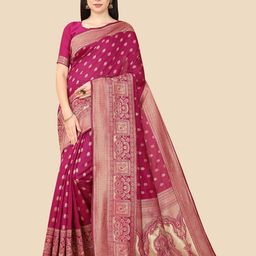 Anjaneya Sarees Floral Woven Design Zari Banarasi Saree-picture-8