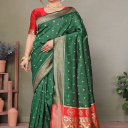 KALINI Ethnic Motifs Woven Design Zari Saree-image-32