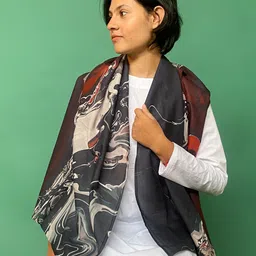 BUTA BUTI Women Marble Printed Cotton Scarf-52
