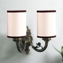 Devansh White & Black Antique Wall Lamp With Cotton Shade-30