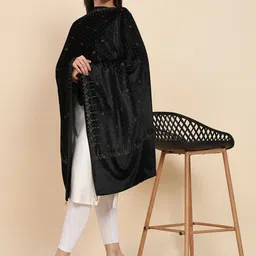 Pashmoda Embellished Beads & Stones Velvet Shawl-picture-14