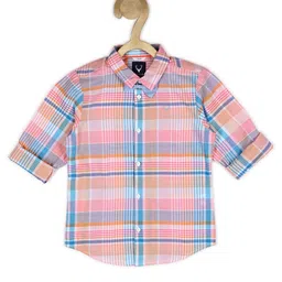 Allen Solly Junior Boys Pink Slim Fit Checked Pure Cotton Casual Shirt-image-50