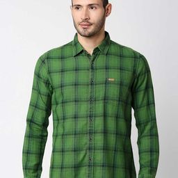 Pepe Jeans Men Green Windowpane Checks Checked Casual Shirt-image-18