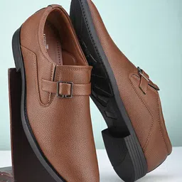 INVICTUS Men Textured Formal Monk Shoes-picture-0