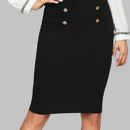 ADDYVERO Women Black Solid Knee Length Pencil Skirts-picture-19