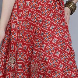 SOUNDARYA Printed Pure Cotton Flared Maxi Skirt image 5