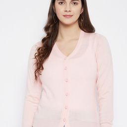 Zigo Women Pink Solid Wool Cardigan-image-49