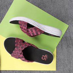 Carlton London sports Women Pink & Black Textured Open Toe Sandals-image-50
