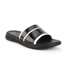 Carlton London Men Black & White Striped Synthetic Sliders-picture-25