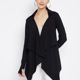 Hypernation Women Black Longline Shrug-50