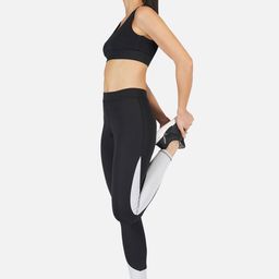 IMPERATIVE Women Grey & White Colourblocked Slim-Fit Tights-picture-1
