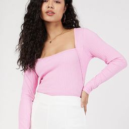 SASSAFRAS Pink Ribbed Square Neck Top-image-9