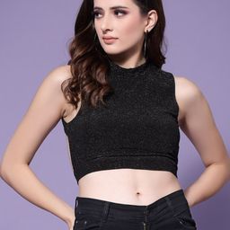 KASSUALLY Women Black Styled Back Crop Top-image-36