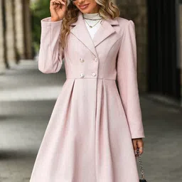 Stylecast X KPOP Pink Notched Lapel Collar Overcoat-14