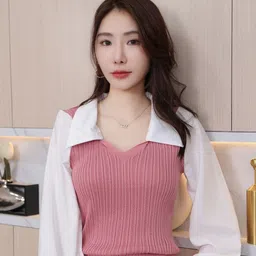StyleCast Girls Pink Self Design Shirt Collar Top-picture-34