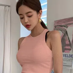 StyleCast Girls Pink Ribbed Sleeveless Fitted Crop Top-picture-33