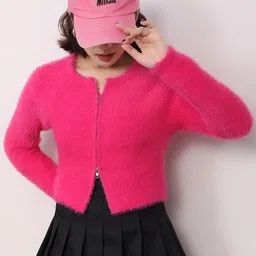 StyleCast Girls Pink Argyle Crop Sweater Vest-image-72