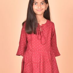 misbis Girls Geometric Printed Bell Sleeves Tie-Up Neck Top-image-68