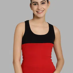 Friskers Black Colourblocked Cotton Tank Top-image-11