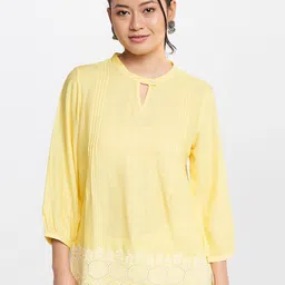 Global Desi Keyhole Neck Embroidered Top image 1