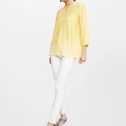 Global Desi Keyhole Neck Embroidered Top image 5