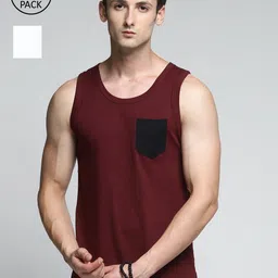 Trends Tower Men Pack Of 2 Solid Cotton Tank Vests-picture-49