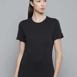 Reebok Women Black WOR COMM Pure Cotton Solid Training T-shirt-picture-30