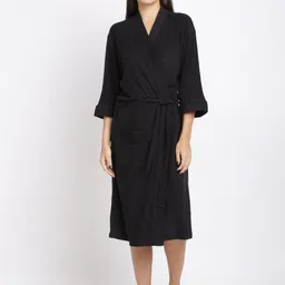 RedRose Black Cotton Soft Bath Robe-image-68