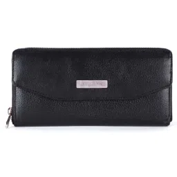 HiLEDER Women Black Genuine Leather Textured Purse Wallet (M)-picture-21