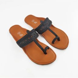 The Madras Trunk Orange And Black Kolhapuris-picture-8