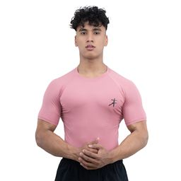 Athflex Men's Half Sleeve Edge Compression T-Shirt,  Medium  Cameo Pink -image-26